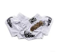 Vasiumic Anotherboxer Short de kickboxing pour entraînement MMA, Muay Thai, conçu pour les femmes et les enfants, tissu respirant, taille élastique, pour le sport, le fitness (taille S, blanc)