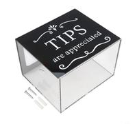Vasiumic Boîte à conseils en acrylique transparent verrouillable - Support mural - Boîte à suggestions pour dons de bureau - 15,2 x 10,2 x 12,7 cm - Design noir - Pot transparent (classique noir)