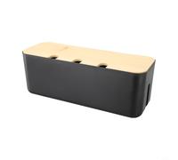 Vasiumic Boîte de jonction compacte avec couvercle en bois pour la gestion des fils, y compris multiprises et concentrateurs USB avec design résistant à la chaleur (noir)