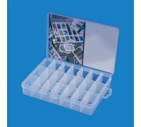 Vasiumic Boîte de rangement à outils avec compartiments réglables, organiseur en plastique pour petites pièces et accessoires de composants électroniques, couvercle transparent verrouillable