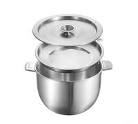 Vasiumic Casserole à soupe en acier inoxydable avec couvercle pour saindoux, passoire à huile, bol pour cuisine, séparateur de graisse, récipient de stockage des aliments, design empilable, fond