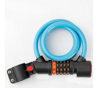 Vasiumic Combinaison à 5 chiffres pour antivol de vélo avec feu arrière intégré pour la sécurité de nuit, câble en acier de 12 mm avec revêtement en PVC, rechargeable via USB-C pour support (bleu)