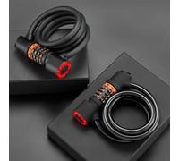 Vasiumic Combinaison à 5 chiffres pour antivol de vélo avec feu arrière intégré pour la sécurité de nuit, câble en acier de 12 mm avec revêtement en PVC, rechargeable via USB-C pour support (noir)