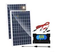 Vasiumic Contrôleur solaire double puce 10 W avec 2 panneaux monocristallins pour charge rapide de téléphone portable et EV, alimentation en plein air pour camping et voyage (50 A)