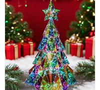 Vasiumic Décoration de sapin de Noël holographique RVB avec 30 réglages de couleur, télécommande, éclairage minuté, matériau PET résistant aux intempéries, figurine festive multicolore de 37 cm
