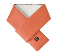 Vasiumic Écharpe chauffante électrique rechargeable par USB avec 3 réglages de température (35 °C/45 °C/55 °C), cuir synthétique coupe-vent et tissu peluche, clair (orange)