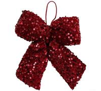 Vasiumic Ensemble de décoration de sapin de Noël en velours rouge vin avec nœud papillon à paillettes, tissu doux et durable pour arbres, couronnes et arrangements festifs (taille S)