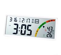 Vasiumic Grande horloge murale LCD avec calendrier lunaire, affichage de la température et de l'humidité, fonction alarme et chronomètre, pour salon ou bureau, noir, 34 x 15 x 3 cm (8304 blanc)