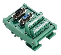 Vasiumic HDP15-MG6 Module d'interface de bornier VGA mâle femelle pour montage sur rail DIN, contacts en cuivre doré, espacement de 5,0 mm, compatible avec fil 16-26 AWG