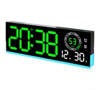 Vasiumic Horloge murale numérique LED moderne avec affichage lumineux, calendrier, double alarme et thermomètre, contrôle de la luminosité à 10 niveaux pour chambre à coucher, salon, bureau (B)