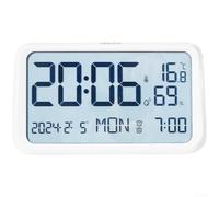 Vasiumic Horloge numérique de température avec calendrier et affichage LCD pour chambre à coucher, grand style minimaliste moderne, réveil, bureau, noir (blanc)