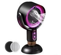 Vasiumic Hotte de bureau portable avec moteur de 8 W, ventilateur extracteur d'huile rechargeable par USB, barbecue, extracteur de fumée réglable avec filtre, noir et doré (noir violet)