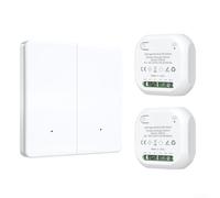 Vasiumic Interrupteur de télécommande étanche RF433 MHz, fonctionnement à bouton-poussoir dans les maisons et les environnements extérieurs (2 gang 1-2)