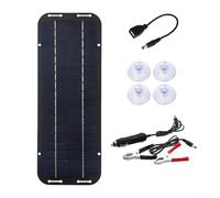 Vasiumic Kit de panneau solaire polycristallin 12 V IP65 étanche avec chargeur à lacet, noir, 33,5 × 12,5 cm pour voiture, camping-car, moto, bateau, camping-car, chargement extérieur