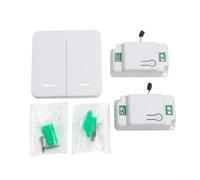 Vasiumic Kit de télécommande sans fil avec 2 récepteurs, télécommande RF à 2 interrupteurs longue portée en plastique blanc pour éclairage de maison, garage, couloir