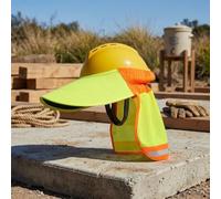 Vasiumic Kit de visière à bord pour travailleurs, jardiniers, randonneurs, respirants, cache-cou, construction entièrement rigide, pare-soleil jaune avec maille amovible (orange)