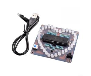 Vasiumic Kit d'éclairage LED en forme de cœur avec microcontrôleur STC, 7 effets de flux, modules d'affichage à monter soi-même pour décoration, ensemble d'éclairage 2 pièces