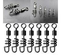 Vasiumic Lot de 100 connecteurs de leurre de pêche avec fermoir vissé, tire-bouchon émerillons roulants pour pêche en eau douce et en eau salée, 16-43 mm, multi-tailles en acier inoxydable S (10#)