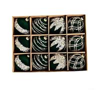 Vasiumic Lot de 12 boules de décoration de sapin de Noël en plastique pour homme et femme - Flocage velours à paillettes - Couleurs assorties - Facile à accrocher pour décoration de fête de mariage