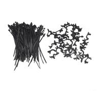 Vasiumic Lot de 150 clips de câble noirs pour routage de câbles de voiture, sangles autobloquantes et attaches de fermeture éclair, garniture de fermeture automatique
