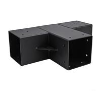 Vasiumic Lot de 2 supports d'angle en acier au carbone avec revêtement noir - Angle droit à 3 voies avec base - Convient aux poteaux en bois standard nominal de 10,2 x 10,2 cm