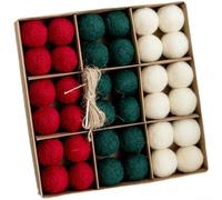 Vasiumic Lot de 6 boules de Noël en feutre de laine et flocons de neige pour bricolage d'arbre de vacances, 5 cm ou 36 petites pièces avec corde de chanvre pour loisirs créatifs saisonniers (F)