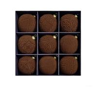 Vasiumic Lot de 9 boules de Noël en velours à suspendre de 10 cm en rouge vin, rouge vif, café et vert pour sapin de Noël et décoration de fête (café)