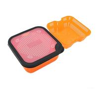 Vasiumic Passoire à granulés 2 en 1 avec cadre intérieur pour pêche à la carpe, couvercle ventilé, joint en caoutchouc PP, pour granulés, chanvre, viande, roulette orange (5,5-OS)