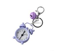 Vasiumic Porte-clés réveil, décoration créative en alliage de voiture et pendentif de sac, accessoire décoratif portable de 4 cm, clés, sacs à dos, femmes et filles uniques (violet)