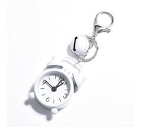 Vasiumic Porte-clés réveil, décoration créative en alliage de voiture et pendentif de sac, accessoire décoratif portable de 4 cm, clés, sacs à dos, femmes et filles uniques (blanc)