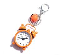 Vasiumic Porte-clés réveil, décoration créative en alliage de voiture et pendentif de sac, accessoire décoratif portable de 4 cm, clés, sacs à dos, uniques pour femmes et filles (orange)