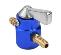 Vasiumic Robinet de valve d'essence en alliage d'aluminium pour moto et scooter avec tuyau d'huile de 6 mm, taille compacte de 4,4 x 3,1 cm, facile à installer, performance fiable (bleu)
