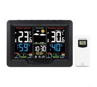 Vasiumic Station météo numérique sans fil, moniteur d'humidité de température intérieure et extérieure, prévisions météo, alarme de gel, 12/24 heures, noir