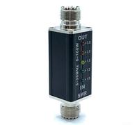 Vasiumic Testeur de puissance RF à ondes courtes 3-30 MHz avec indicateur d'onde stationnaire LED, 50 W maximum, boîtier en métal compact, connecteur de type M, pour opérateurs de radio jambon