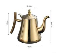 Vasiumic Théière en acier inoxydable avec infuseur intégré pour cuisinière à induction, 1 L/,5 L/2 L avec poignée résistante à la chaleur et perles anti-calcaire, rouille (2,0 L, argenté)