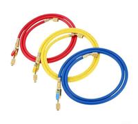 Vasiumic Tuyau de réfrigérant HVAC tricolore avec robinet à boisseau sphérique compact, raccords de 6,35 mm, alliage de laiton et caoutchouc, pour R410A/R134A/R407C, options de longueur 1,5 m/1,8 m
