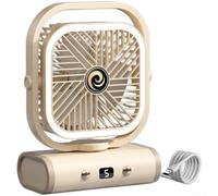 Vasiumic Ventilateur USB de table portable oscillant rechargeable 5 silencieux ≤ 36 dB rotatif pour bureau, chambre à coucher, maison, ventilation intérieure (E)