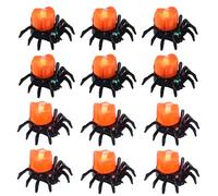 Vaskula 12 pièces Halloween LED Bougies d'araignée Bougie Lampe Décoration d'Halloween Reusable Décoration intérieure pour les pièces à thème Dîner Jardin Spider Bougie Lumière