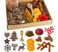 Vaskula 129 Pièces Décoration de Couronne Noël avec Pommes de Pin Tranches Orange Séchées Bâtons de Cannelle Couronne de Noël pour Couronne Guirlande Décoration de Bricolage de Noël