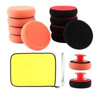 Vaskula 14 Pièces Éponge à Polir Set 90mm Pad Polissage Voiture avec Chiffons de Polissage Grattoir et Poignée Kit pour Voiture Moto Cire Scellant Poli Miroir et Nettoyant Peinture