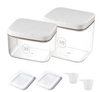 Vaskula 2 Pièces Distributeur de Lessive 4.5 L+2.8 L Boîte de Rangement en Plastique avec Verre Doseur Petite Boîte Rangement Polyvalent pour Poudre à Lessive Riz Les Nourriture Chats