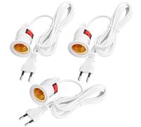 Vaskula 3 Pièces Douille E27 Blanc Douille E27 avec Interrupteur Fiche et Câble Électrique de 4 m Douilles Ampoule Porte Luminaire Suspension pour Lampe Bureau Salon Cuisine