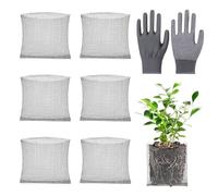 Vaskula 6 Pièces Sacs de Protection Racinaire en Acier Inoxydable 25 x 23cm Paniers de Plantation Anti Campagnol avec Gants Panier Anti Rongeur Argent Sac en Maille Métallique pour Fleurs et Légumes