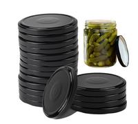 Vaskula Lot de 30 couvercles à Visser 82mm Couvercle Pot Confiture de Rechange Métal 6 Dents d'encliquetage pour bocaux de Conservation Pots de Confiture Noir