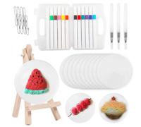 Vaskula Magic Foam Texture Painting Kit avec 10 Eponge de Dessin 3D 10 Perles Décoratives 3 Stylos à Eau12 Crayons de Couleur 1 Mini Chevalet Kit Bricolage Enfants pour Peinture Magique