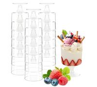 Vaskula Verrine Plastique 25 Pièces Circulaire Transparent 120 ml Verrine Plastique Aperitif Réutilisable Verrines pour Le Pudding Des Desserts de Crème Glacée Christmas Halloween