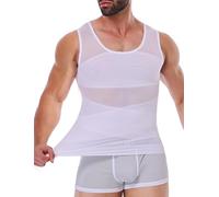 Vaslanda Débardeur gainant pour homme - Contrôle du ventre - Maillot de compression Gynomastica, blanc, Taille 3XL