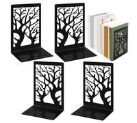 Vasmeiy 4 Pièces Noir Serre Livres en Métal, 9 * 12 * 17.5 cm Cale Livre avecTapis Antidérapant, Serre-Livres pour Étagères, Support de Livre pour École, Bureau, Maison, Bibliothèque