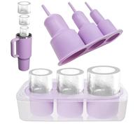 Vasmeiy Bac à Glacon pour Stanley Cup, Réutilisable Glacons Moule, bac à glaçons en silicone avec couvercle et récipient, sans BPA, pour Gobelets de 20 à 40 Oz, pour Cocktails, Whisky, Café (violet)