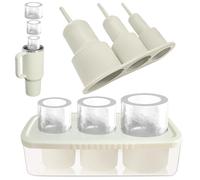 Vasmeiy Bac à Glacon pour Stanley Cup, Réutilisable Glacons Moule, bac à glaçons en silicone avec couvercle et récipient, sans BPA, pour Gobelets de 20 à 40 Oz, pour Cocktails, Whisky, Café (Blanc)